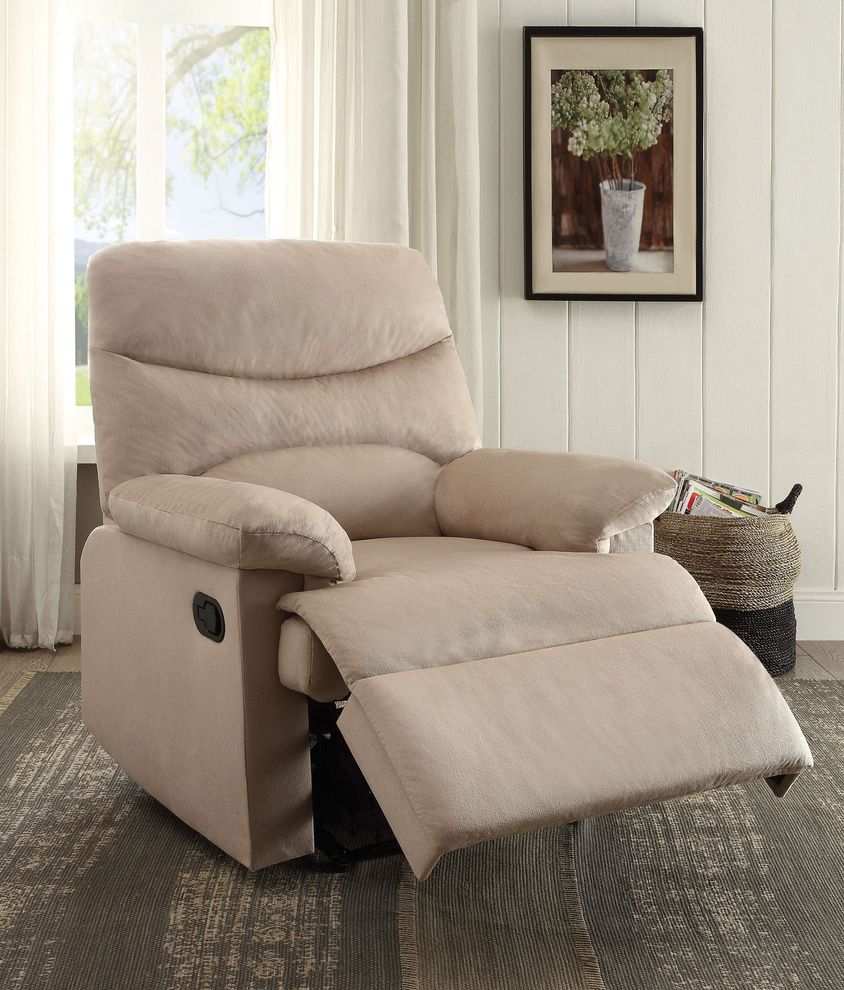 Beige woven fabric recliner chair by Acme