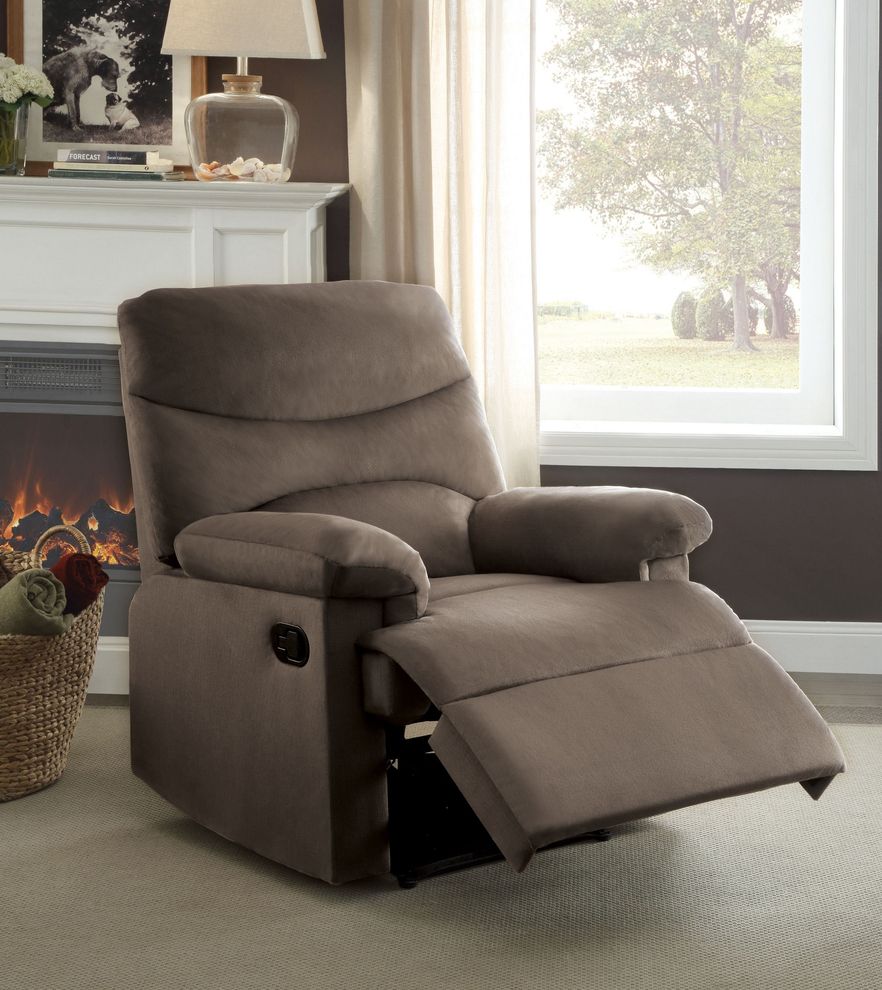 Light brown woven fabric recliner chair by Acme