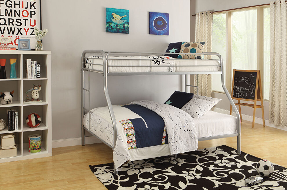 Silver twin/full bunk bed by Acme
