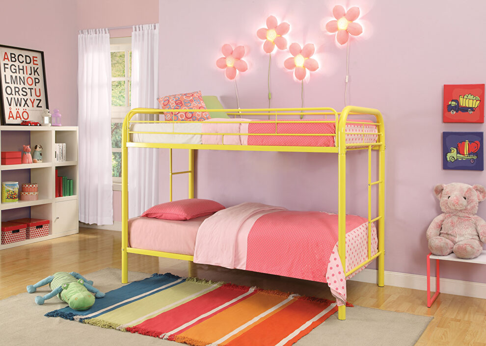 Yellow twin/twin bunk bed by Acme
