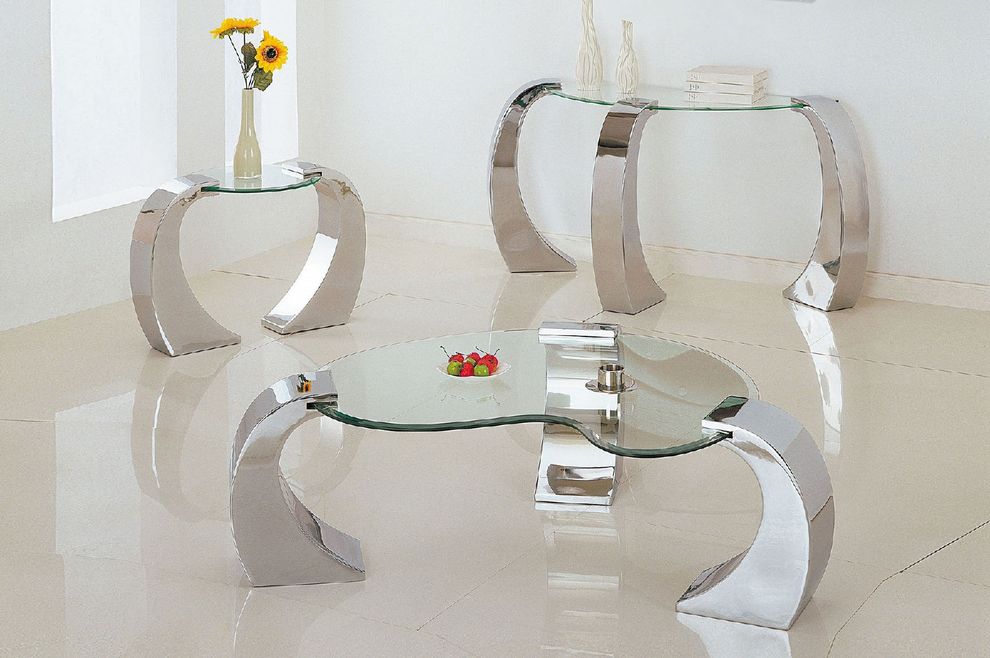 Unique glass top coffee table by Acme
