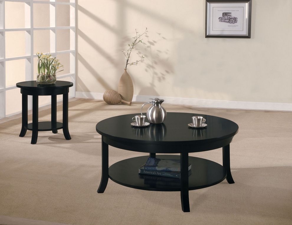 Black finish coffee table in round shape by Acme