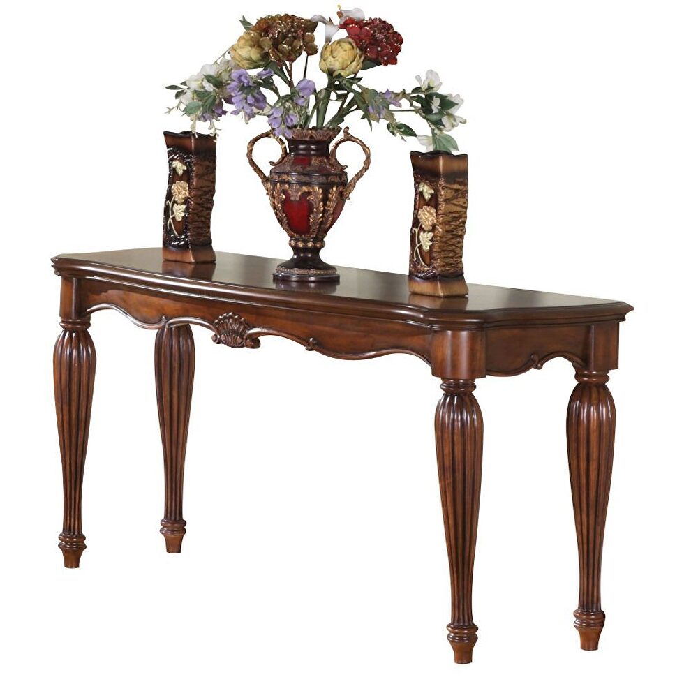Cherry finish traditional sofa table by Acme