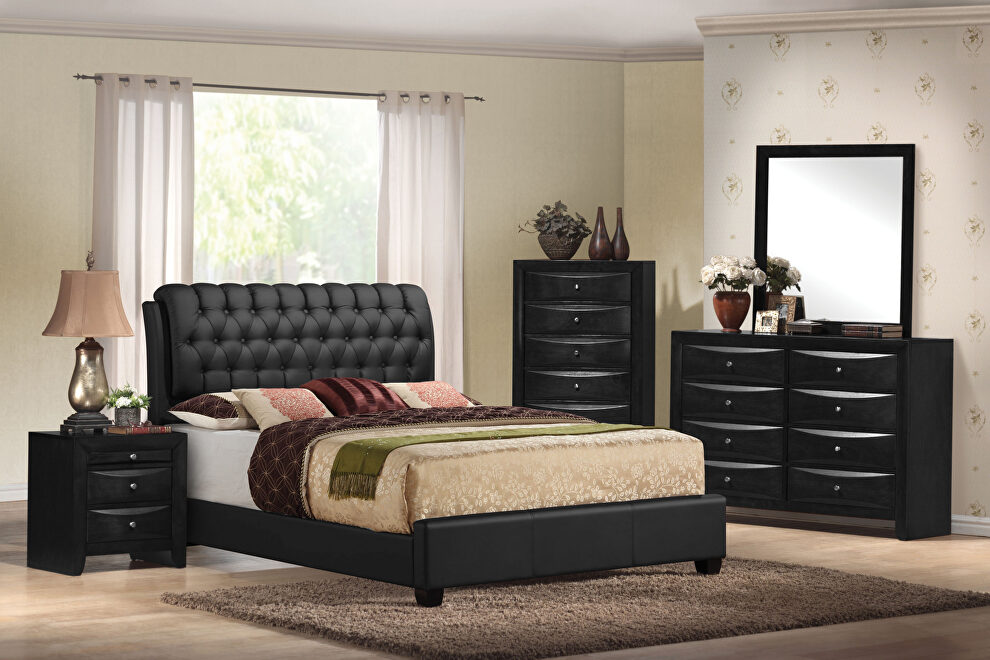 Black pu eastern king bed by Acme