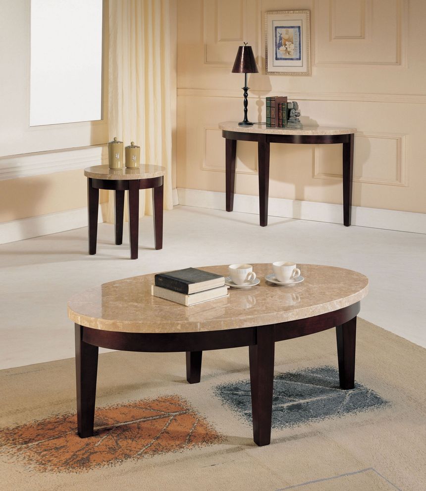White marble top oval coffee table by Acme