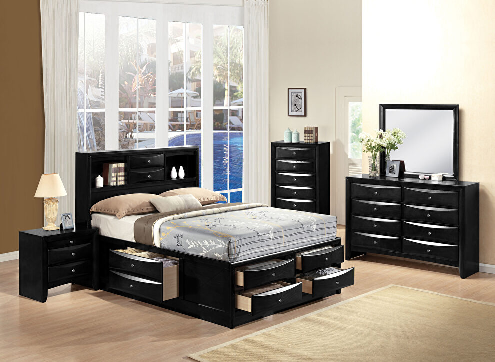 Black ireland queen bed w/storage by Acme