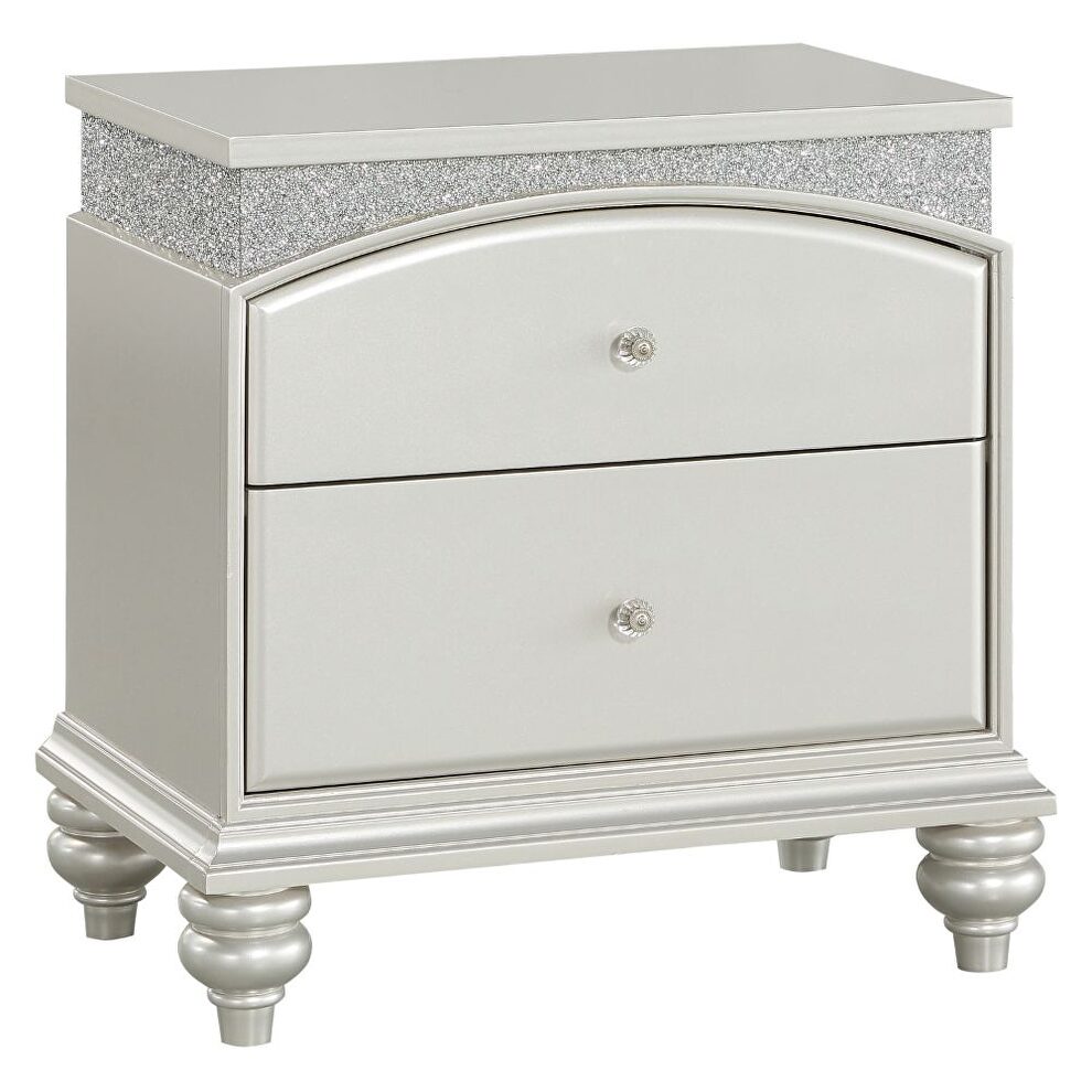 Platinum nightstand in glam style by Acme