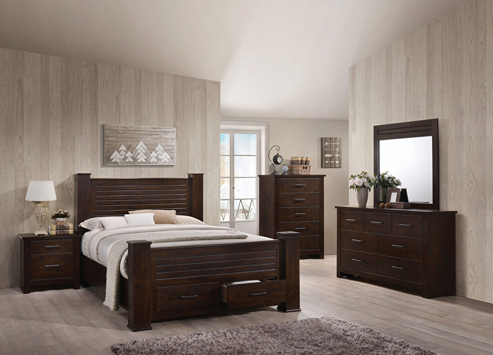 Mahogany queen bed w/storage by Acme