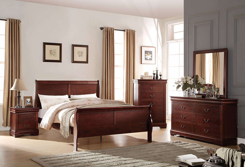 Cherry queen bed in casual style by Acme