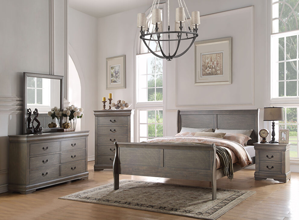 Antique gray eastern king bed by Acme