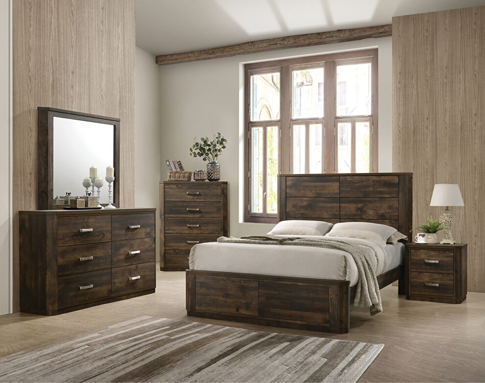 Rustic walnut king bed by Acme