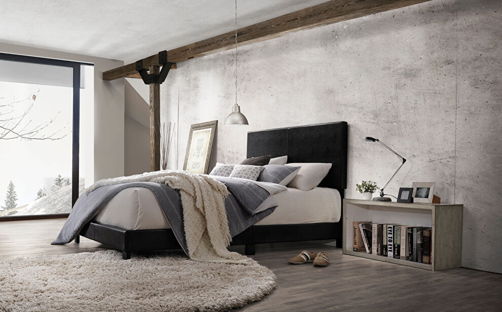 Black pu twin bed by Acme