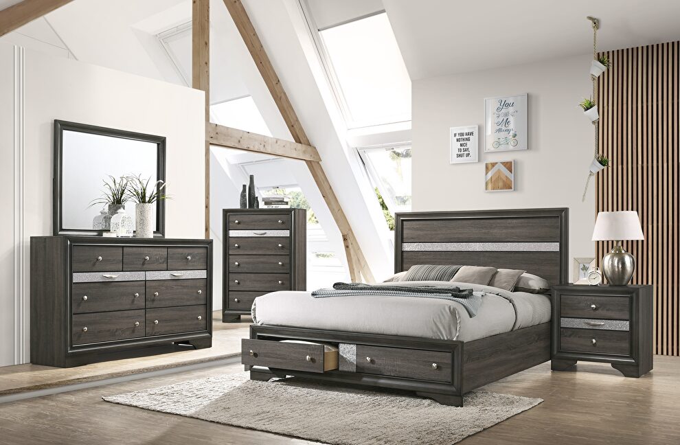 Gray finish king bed by Acme