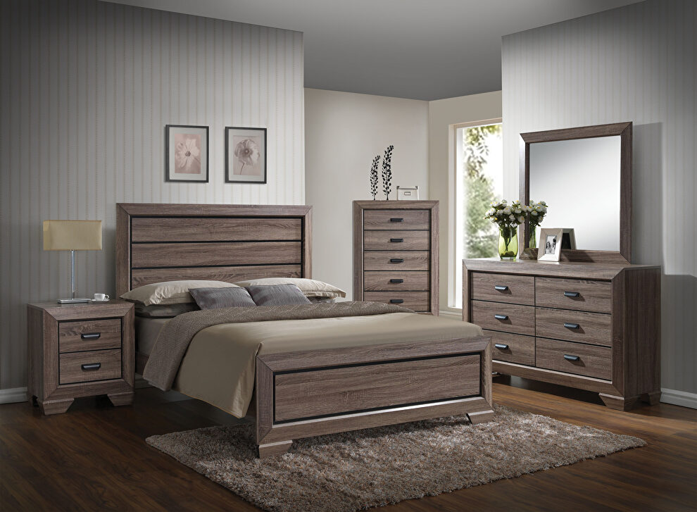 Weathered gray grain eastern king bed by Acme