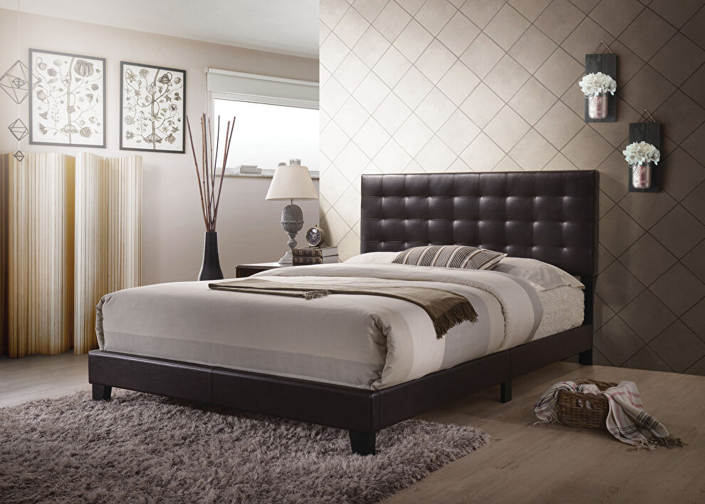Espresso pu queen bed by Acme