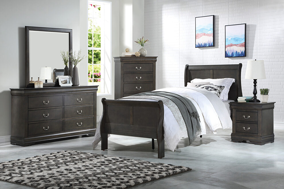 Antique gray twin bed by Acme