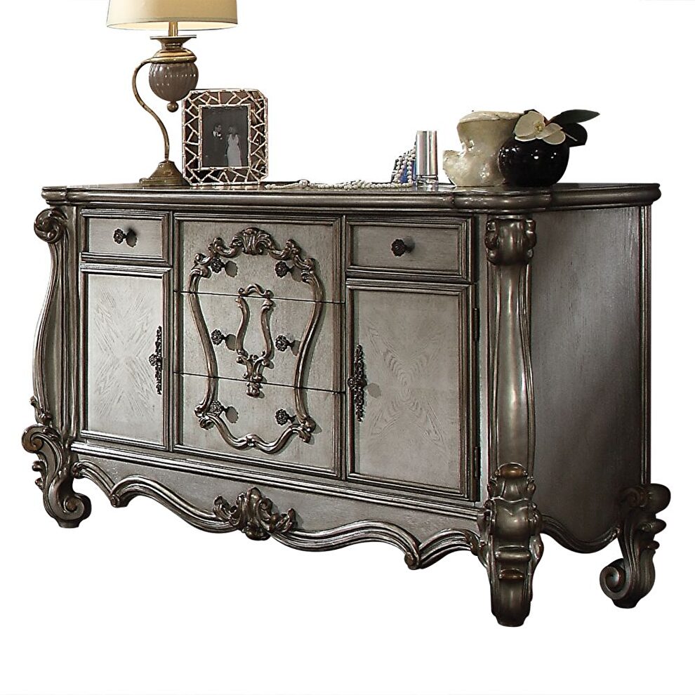 Antique platinum dresser in traditional style by Acme