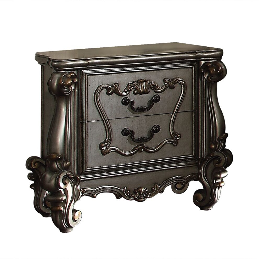 Antique platinum nightstand in royal style by Acme