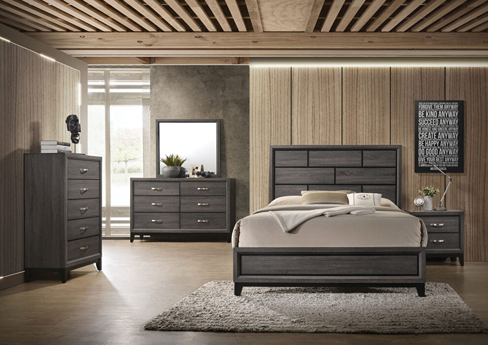 Weathered gray eastern king bed by Acme