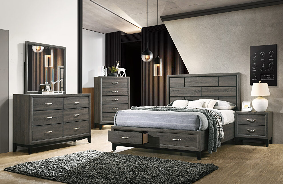 Weathered gray queen bed w/storage by Acme