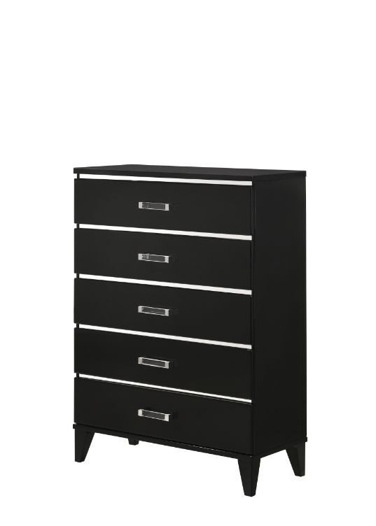 Black finish and decorative sliver trims chest by Acme