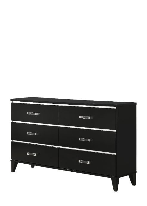 Black finish and decorative sliver trims dresser by Acme