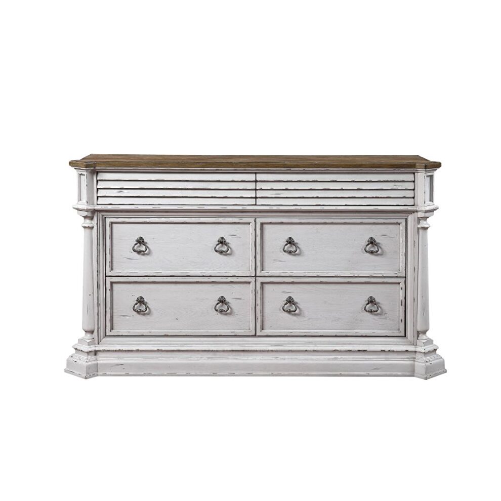 Oak & antique white finish dresser by Acme