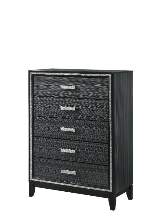 Weathered black finish shimmering silver trim accent chest by Acme