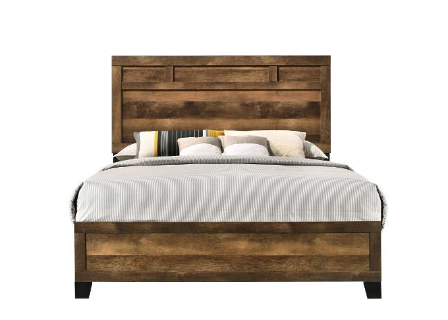 Clean lines and a rustic brown finish king bed by Acme