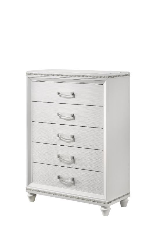 Clean white finish and shimmering chest by Acme