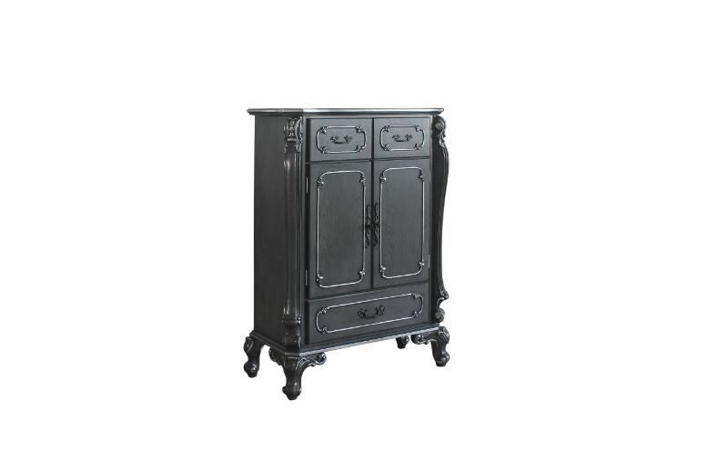 Charcoal finish silver trim accent chest by Acme