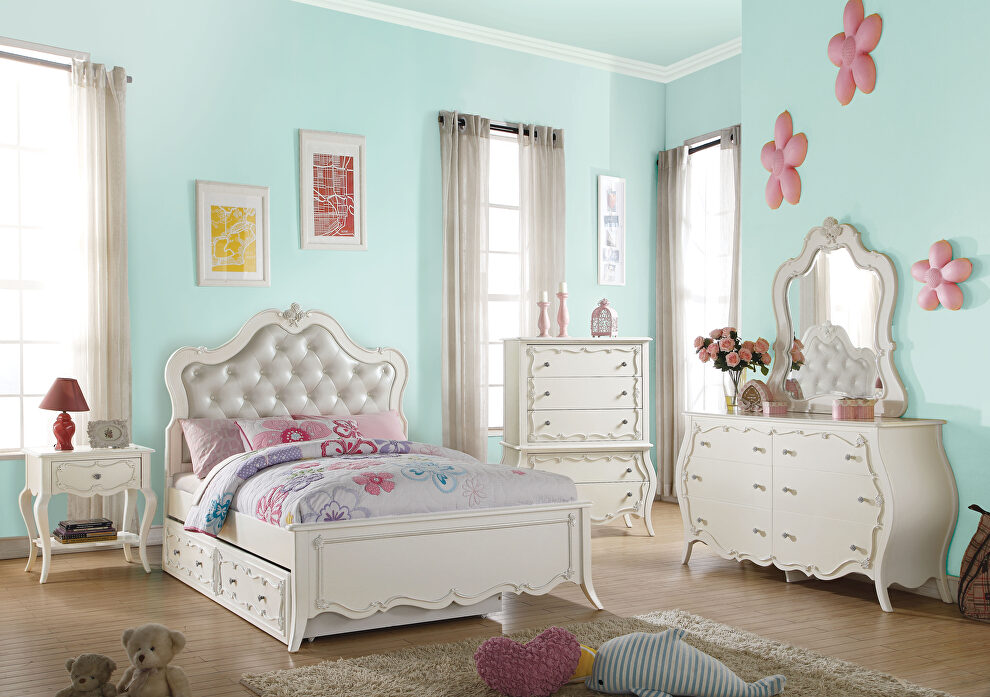 Pu & pearl white full bed by Acme