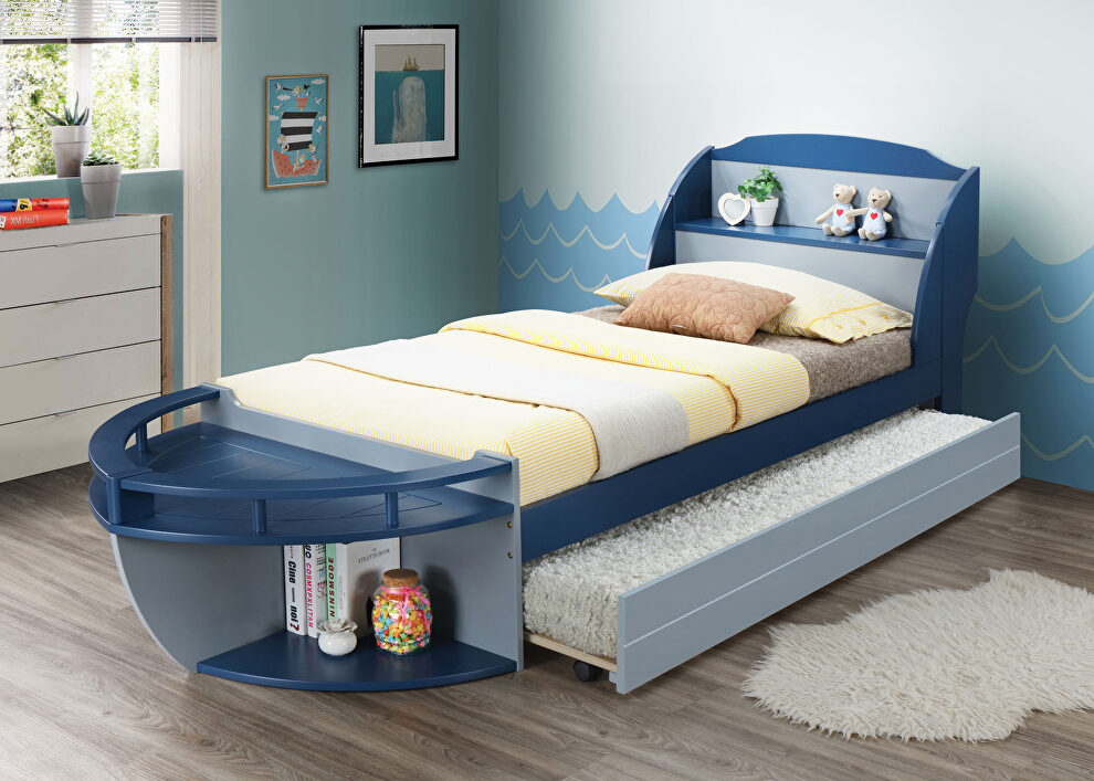 Gray & navy twin bed by Acme