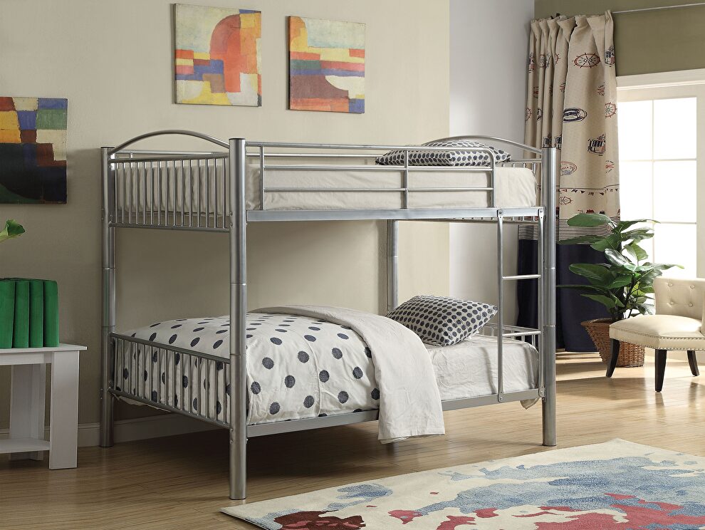 Silver full/full bunk bed by Acme