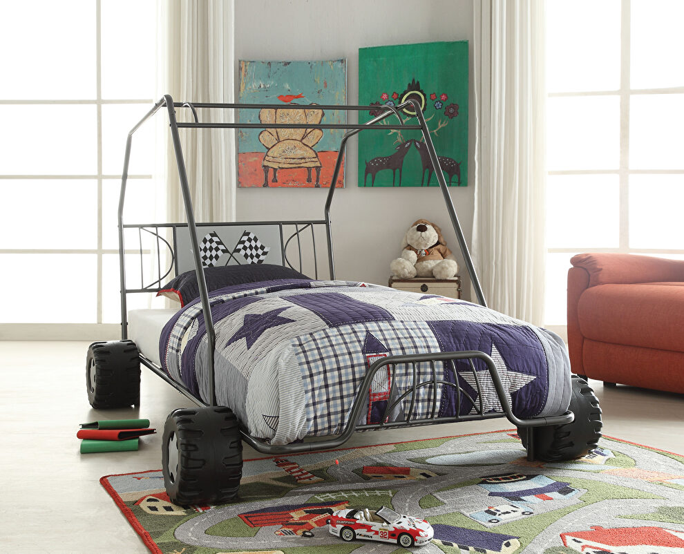 Gunmetal go kart twin bed by Acme
