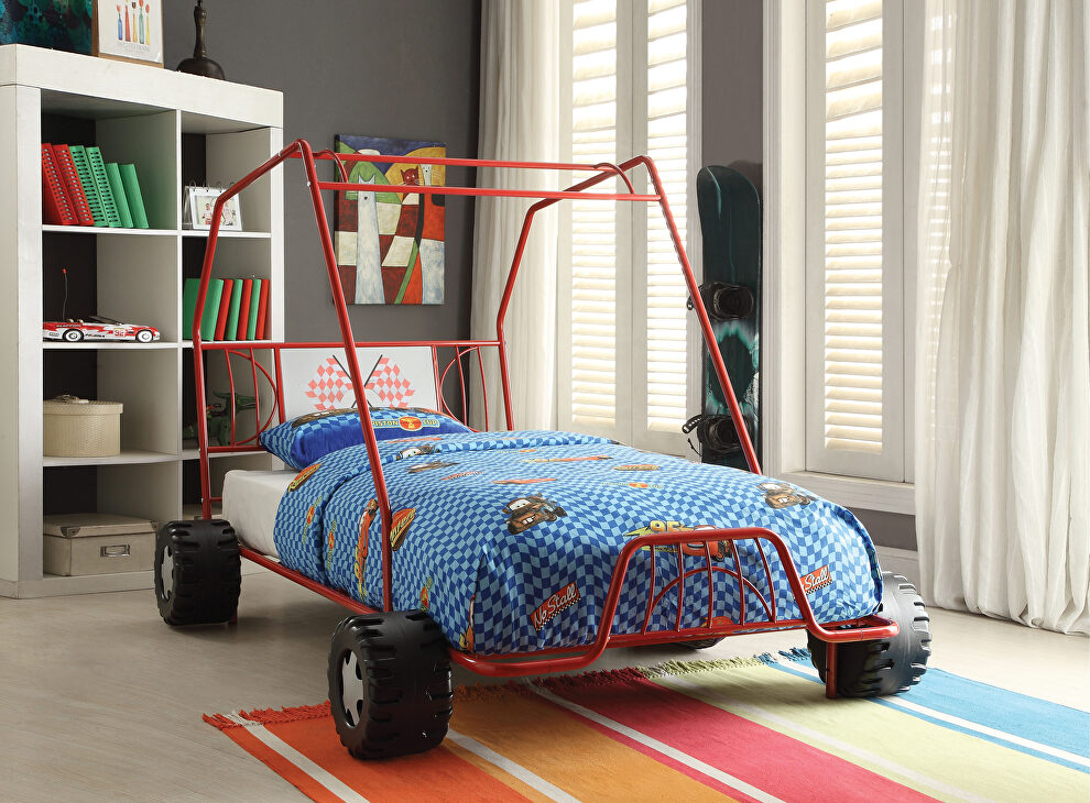 Red go kart twin bed by Acme
