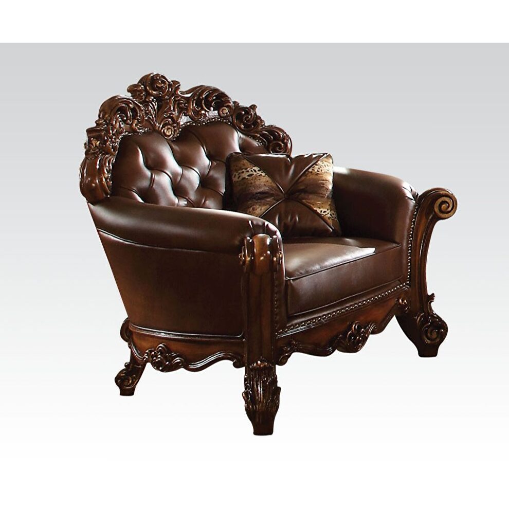 Oversized traditional cherry finish tufted chair by Acme