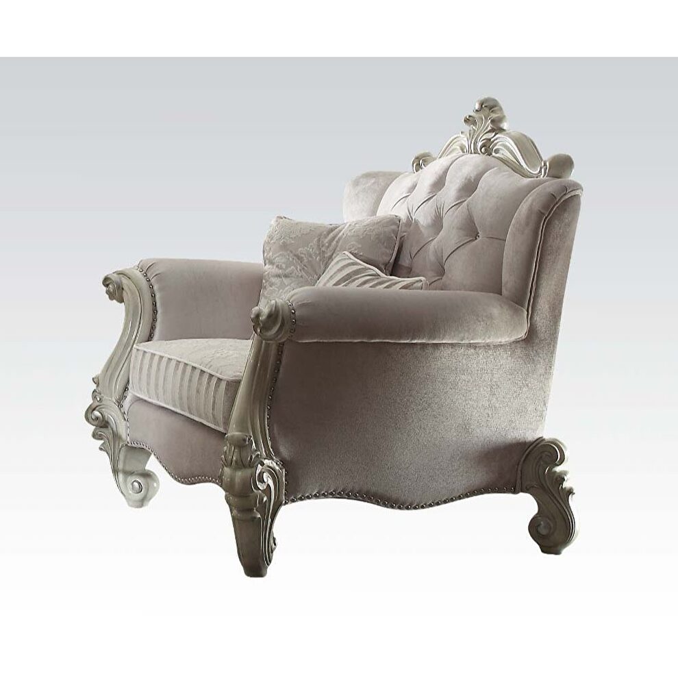 Elegant bone white finish deep tufted classic chair by Acme