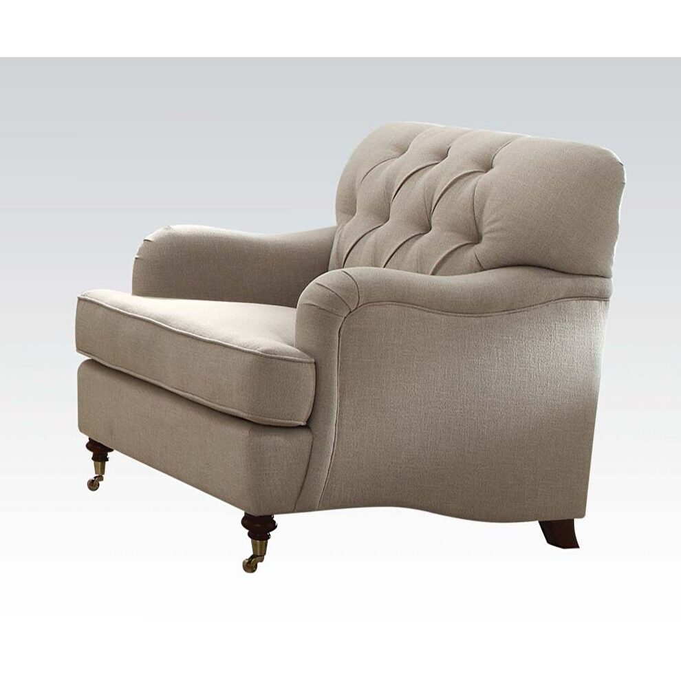 Contemporary cozy chair in beige fabric by Acme
