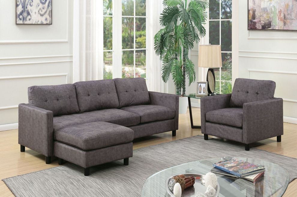 Gray fabric versatile sectional sofa by Acme