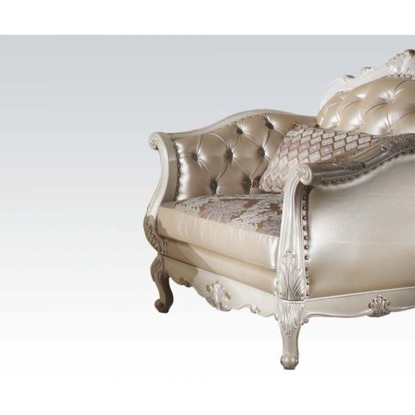 Pearl white / rose gold fabric traditional chair by Acme