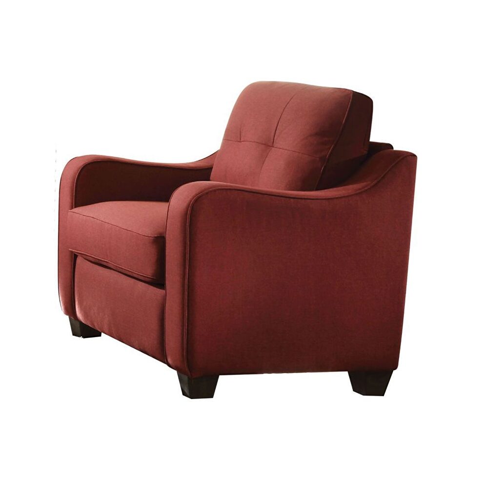 Casual style red linen fabric chair by Acme