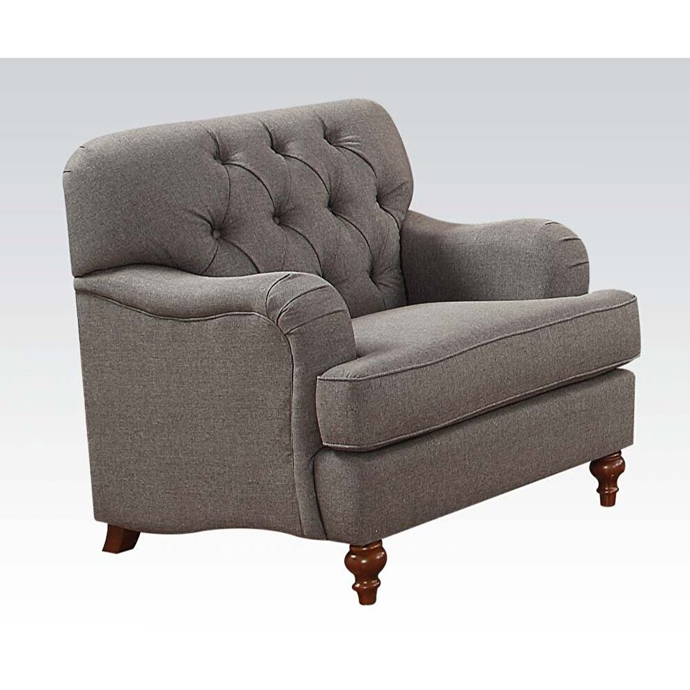 Contemporary cozy chair in gray fabric by Acme