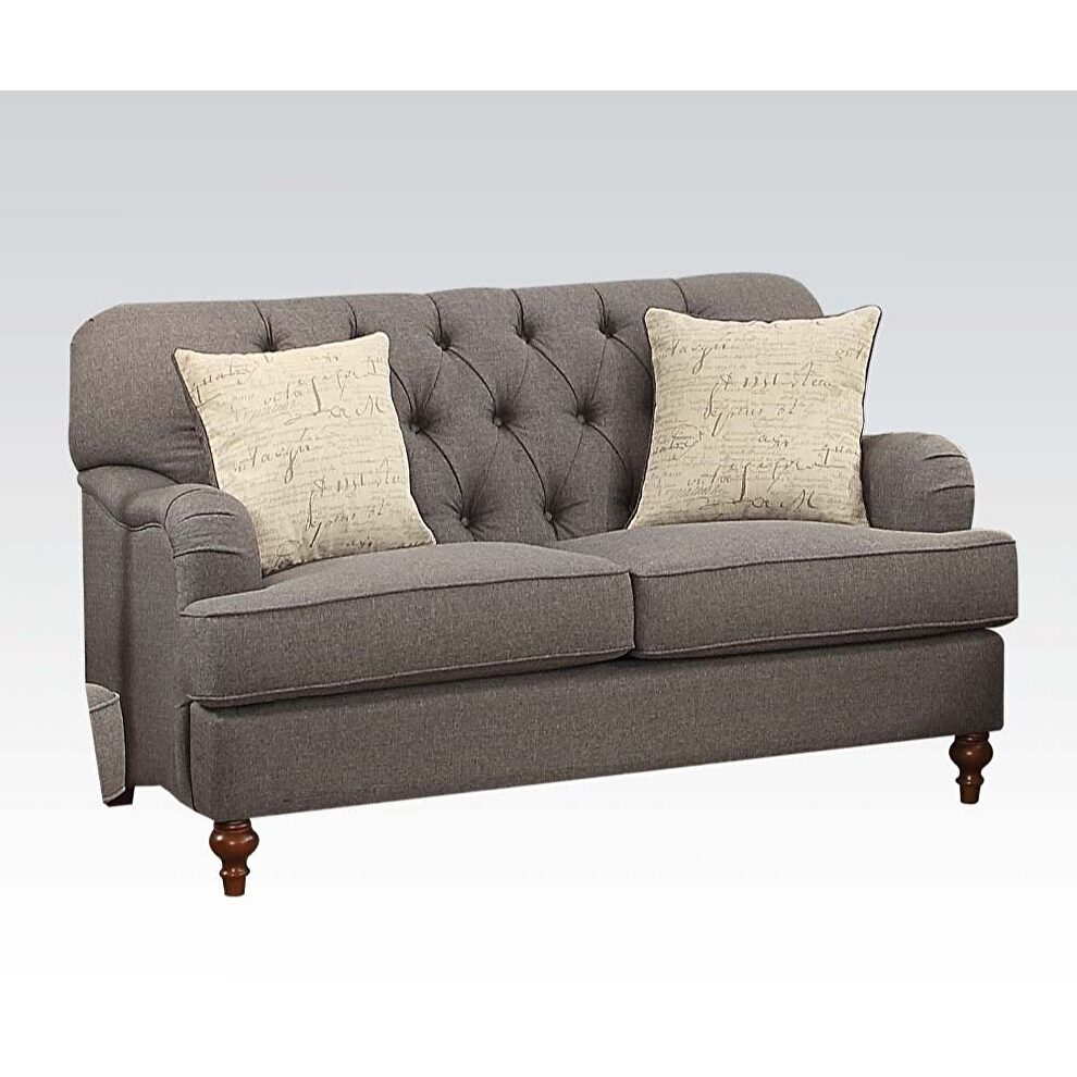 Contemporary cozy loveseat in gray fabric by Acme