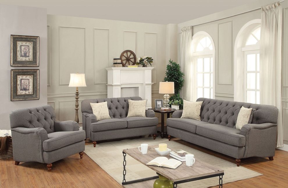 Contemporary cozy sofa in gray fabric by Acme