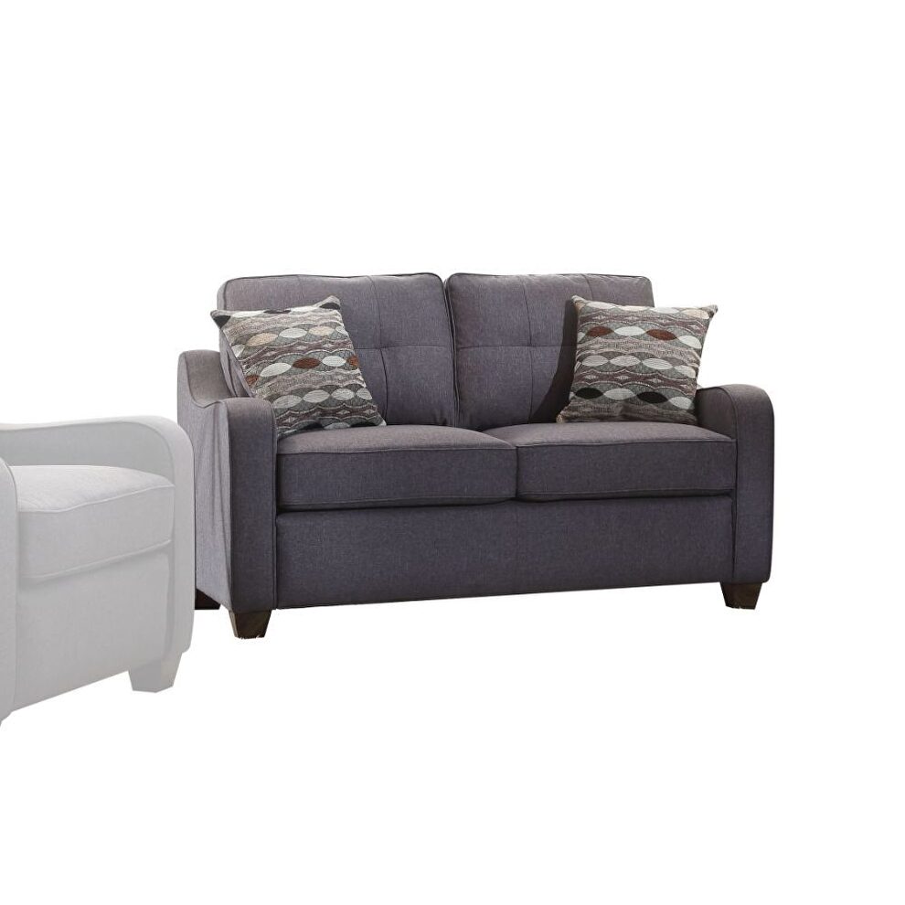 Casual style gray linen fabric loveseat by Acme