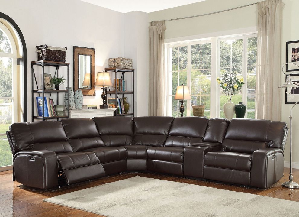 Espresso leather aire power recliner sectional by Acme