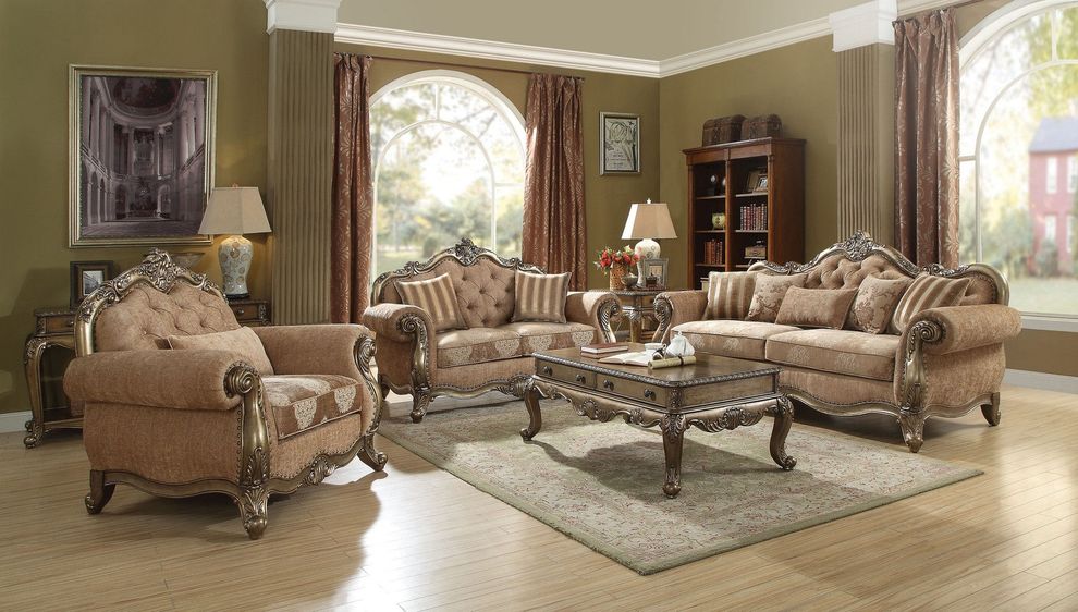 Vintage oak finish exclusive design classic sofa by Acme