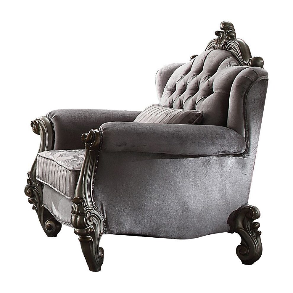 Gray/ silver velvet traditional chair by Acme