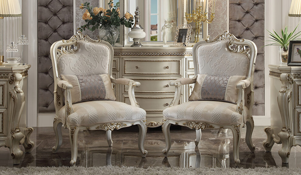 Fabric w/ antique pearl finish chair by Acme